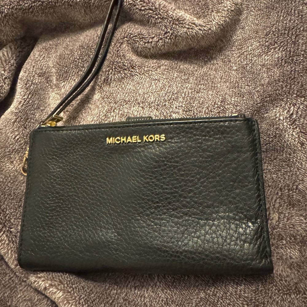 Michael Kors Black Pebbled Leather Wristlet